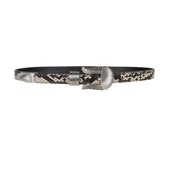 Kate Cate Thin Kim Python-Print Calfskin Leather Belt With Western-Style Silver main image 14